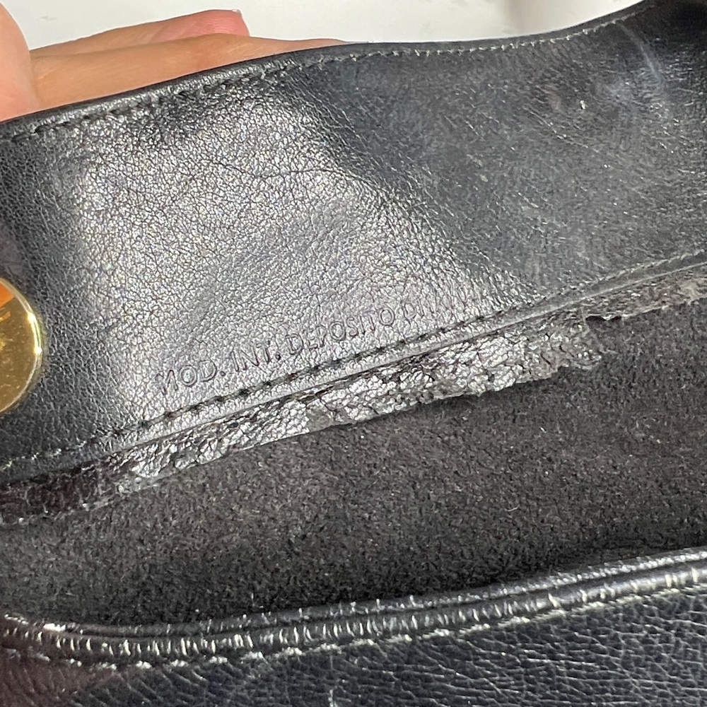 Gucci Black Leather Curved Bamboo Handle Leather Strap Crossbody Bag - Picture 10 of 11